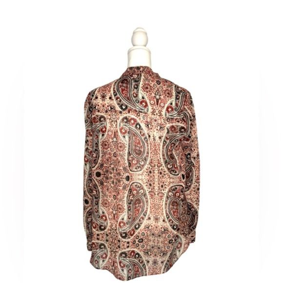 Alice + Olivia Anabel Paisley Tie Neck Crepe Boho Blouse - Picture 4 of 11
